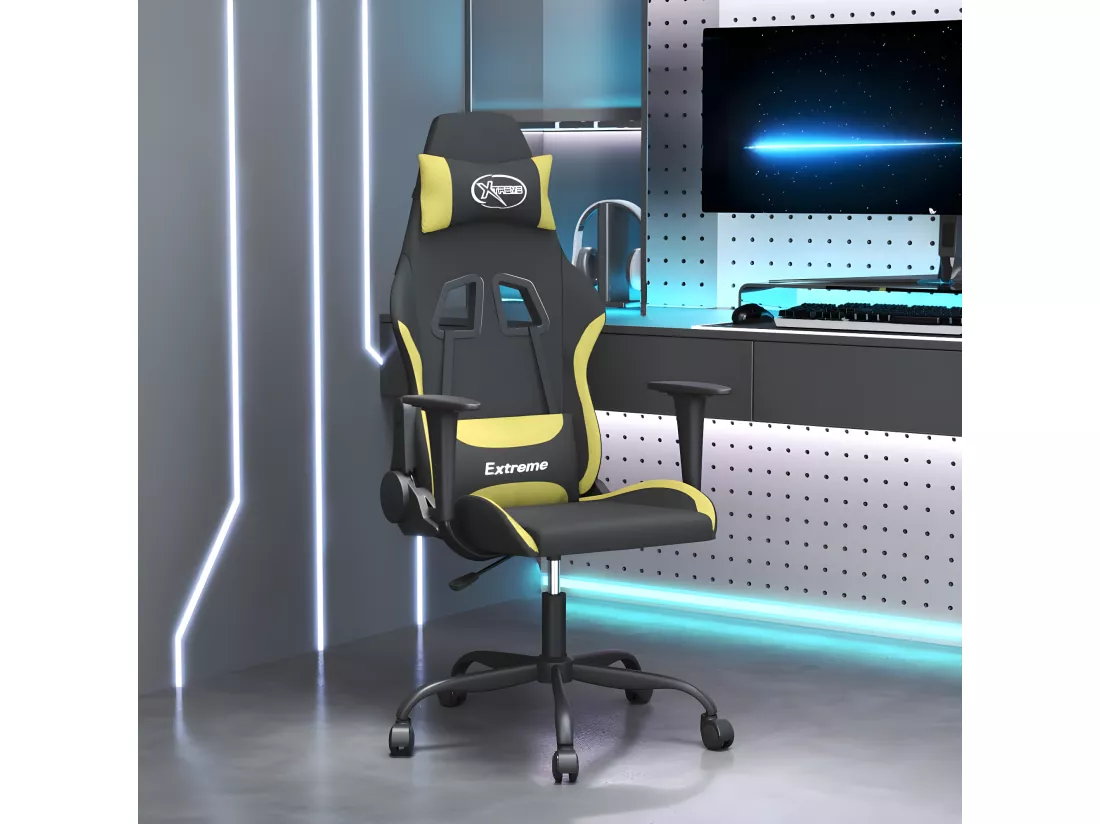 Chaise de jeu de massage Noir et vert clair Tissu
