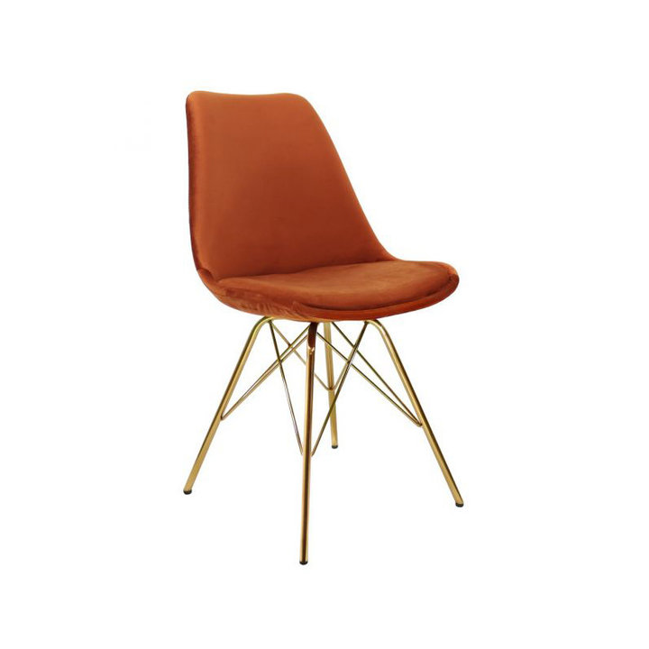 Kick collection - Stoel Velvet Oranje - Goud frame