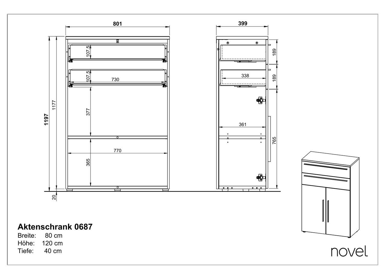 Novel Aktenschrank niedrig RENTON