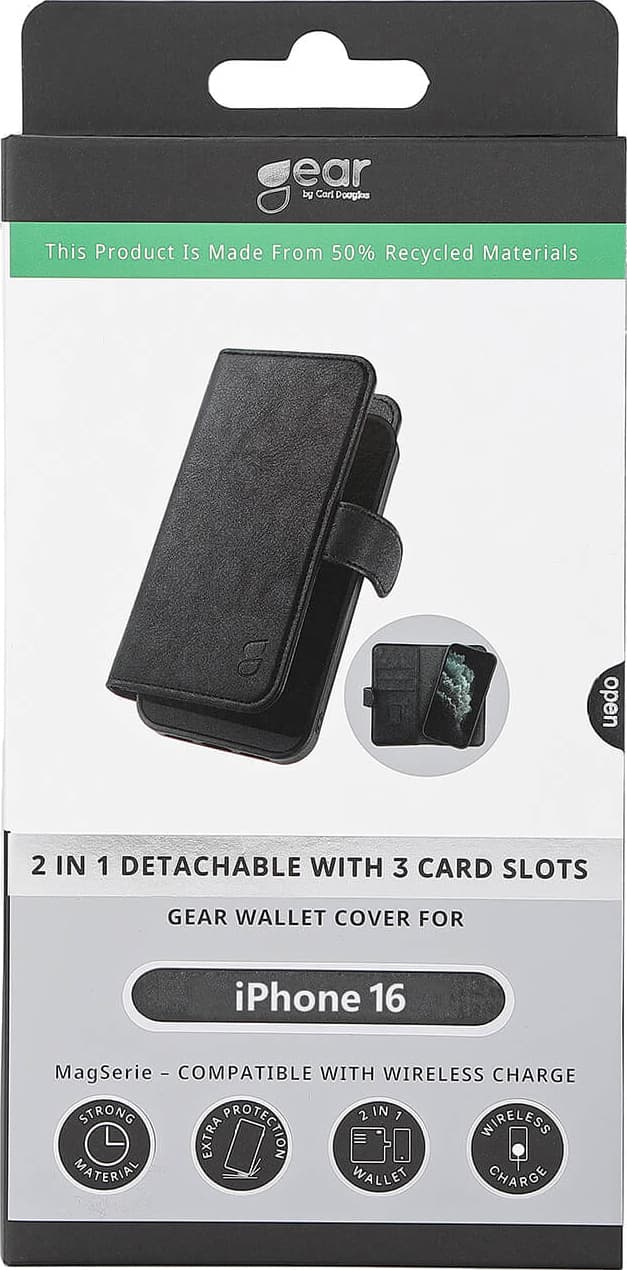 Gear iPhone 16 2in1 pungetui (sort)