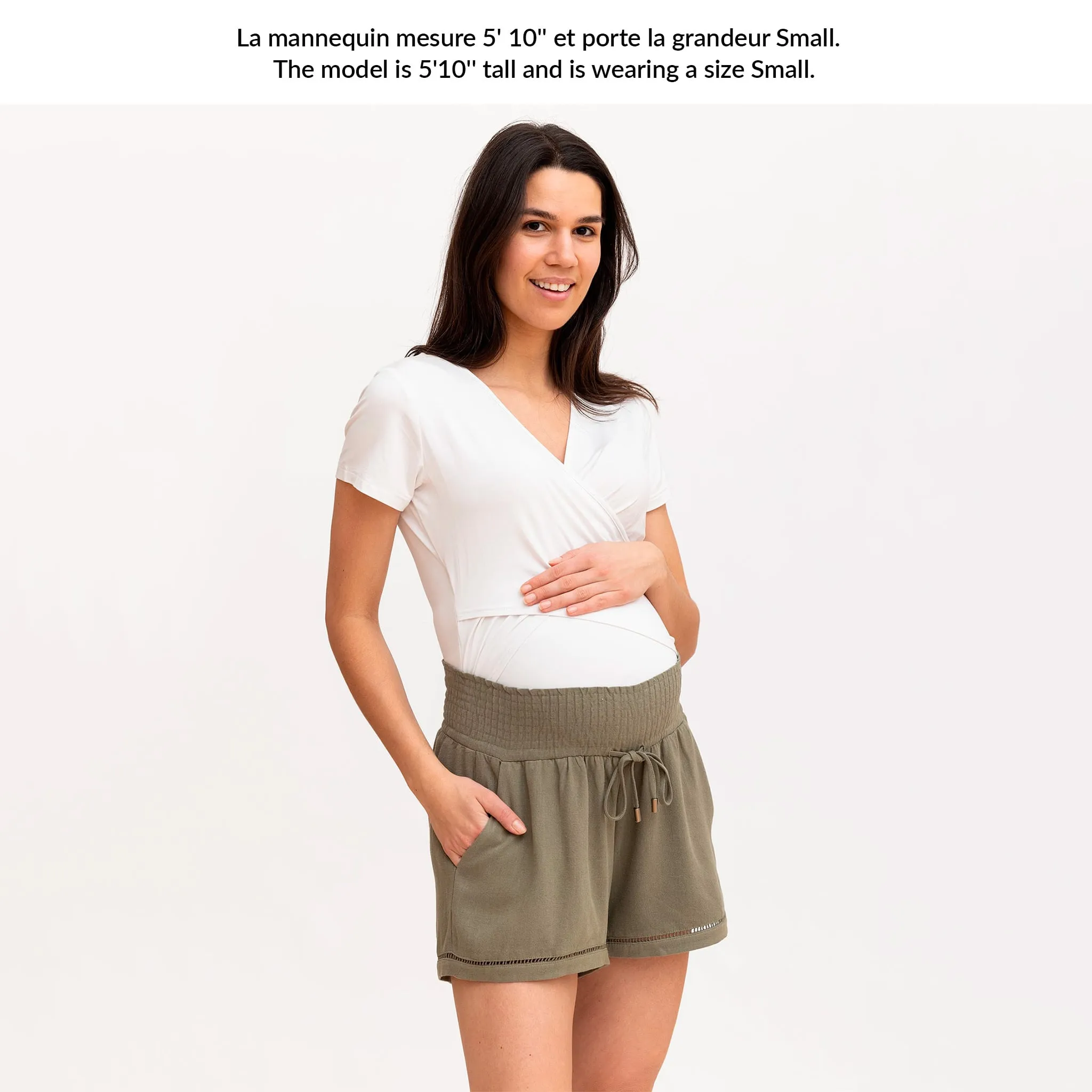 Bella Maternité Short Mélange Lin Sauge