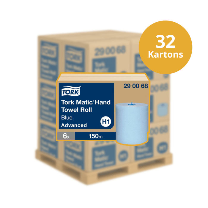 Pallet Tork 290068 H1 Matic Advanced Handdoekrol Blauw 2-laags 150m 6 rollen Pallet (290068P)