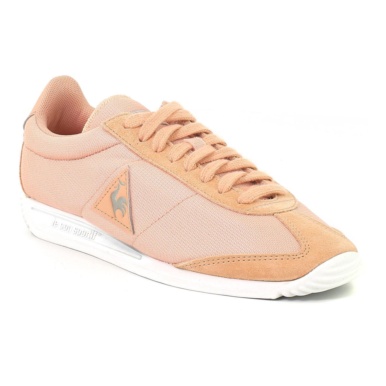 Le Coq Sportif Baskets en Toile & Velours de Cuir Quartz rose/argenté