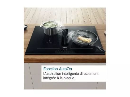 Table induction Aspirante - BOSCH SER6 - PVQ811H26E Noir - 4-foyers - Home Connect - L802xP522 mm