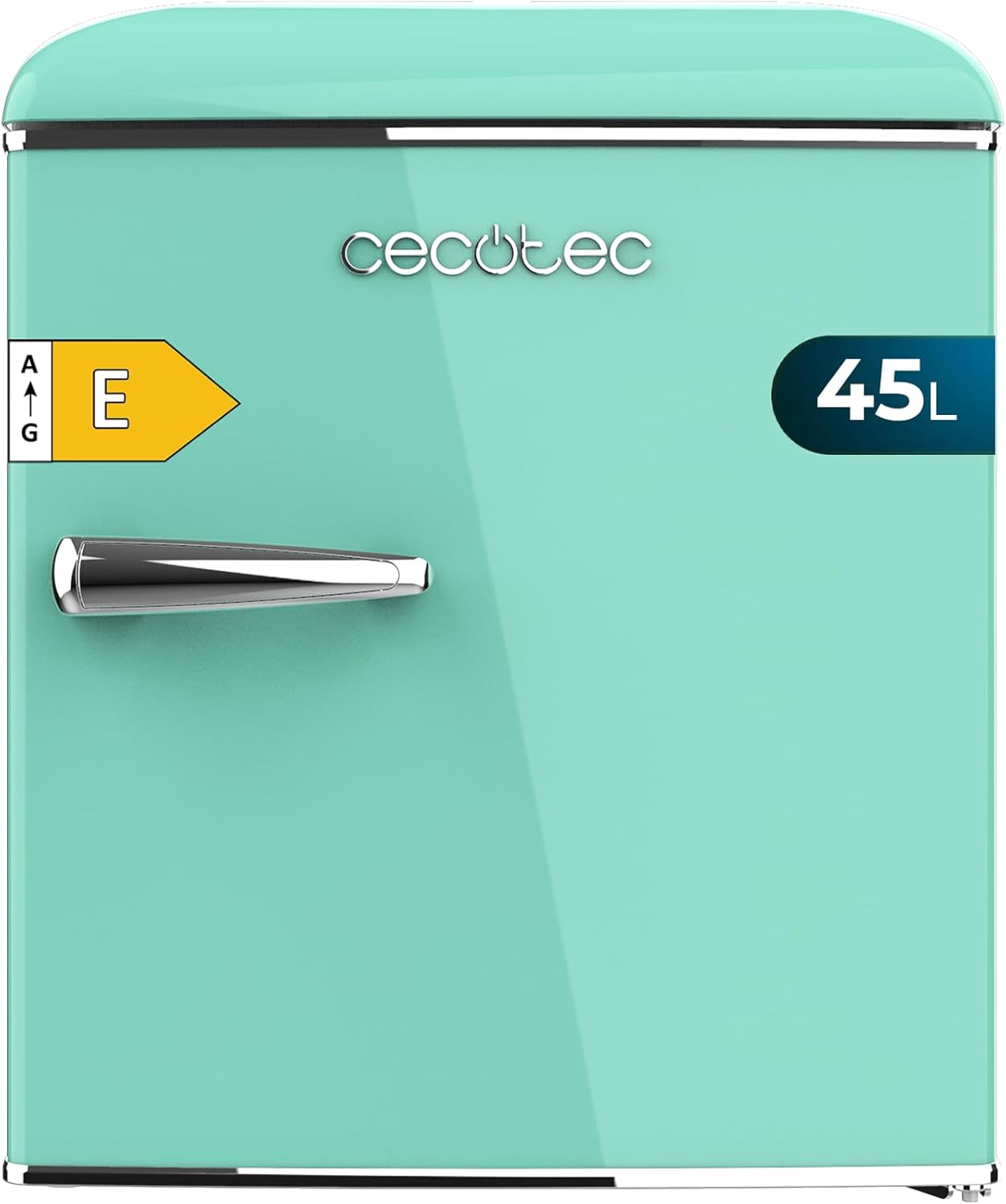 Cecotec Mini Frigo Bolero CoolMarket TT Origin 45 Rouge. Réfrigérateur de Table Rétro 45L, 55 cm de Haut, 44,7 cm de Large, Classe Énergétique E, Bac à Glaçons et Poignée Chromée, Rouge