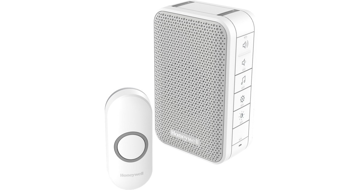 HoneywellDC313N Draadloze draagbare deurbel met volumeregeling en drukknop  (Wit)