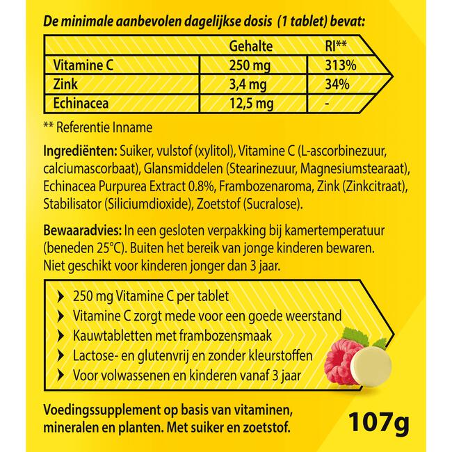 Roter Vitamine C Forte Weerstand Framboos 75 tabletten