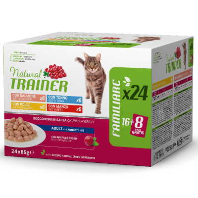 Trainer Natural Multipack Katzenfutter Adult Truthahn & Kabeljau in Sauce 24x85g