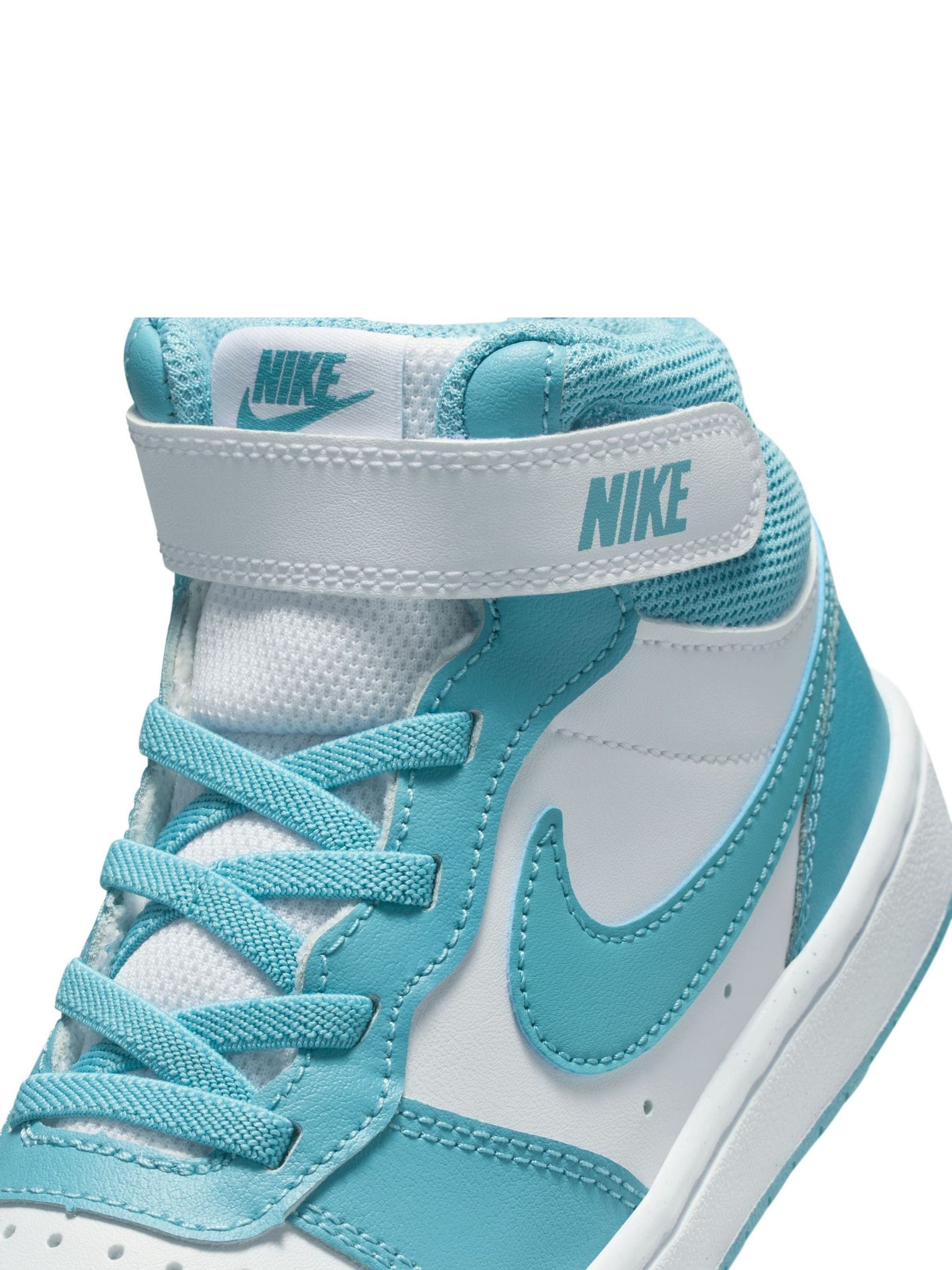 Wit/denim turquoise blauw - Nike - Junior Court Borough halfhoge sneakers