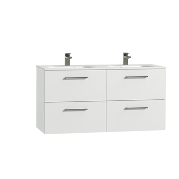 Tiger badkamermeubel Studio 120cm hoogglans wit/matwit ronde RVS greep