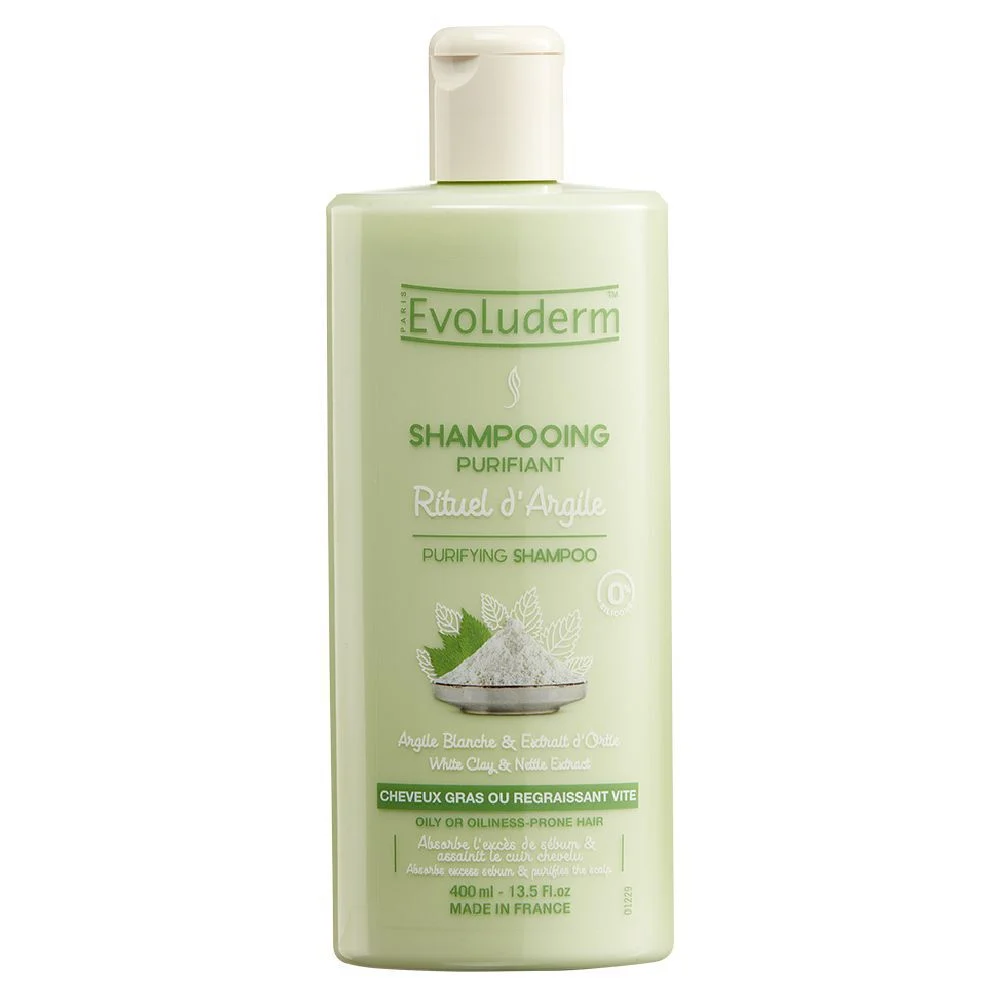 Shampooing purifiant Evoluderm argile blanche ortie 400 ml