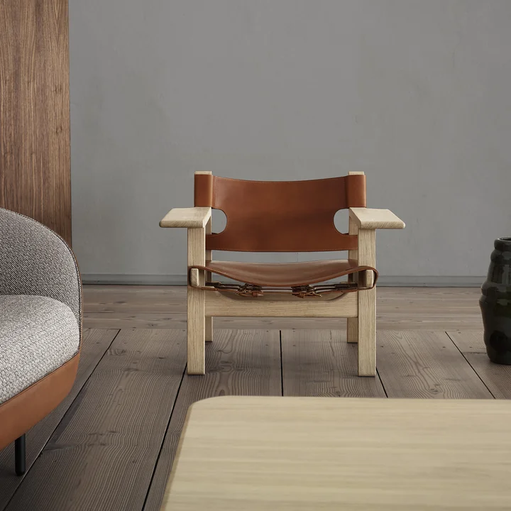 Fredericia - Spanish Chair, Eiche geräuchert und geölt / Leder schwarz