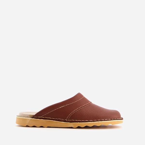 Natuform leren heren pantoffels