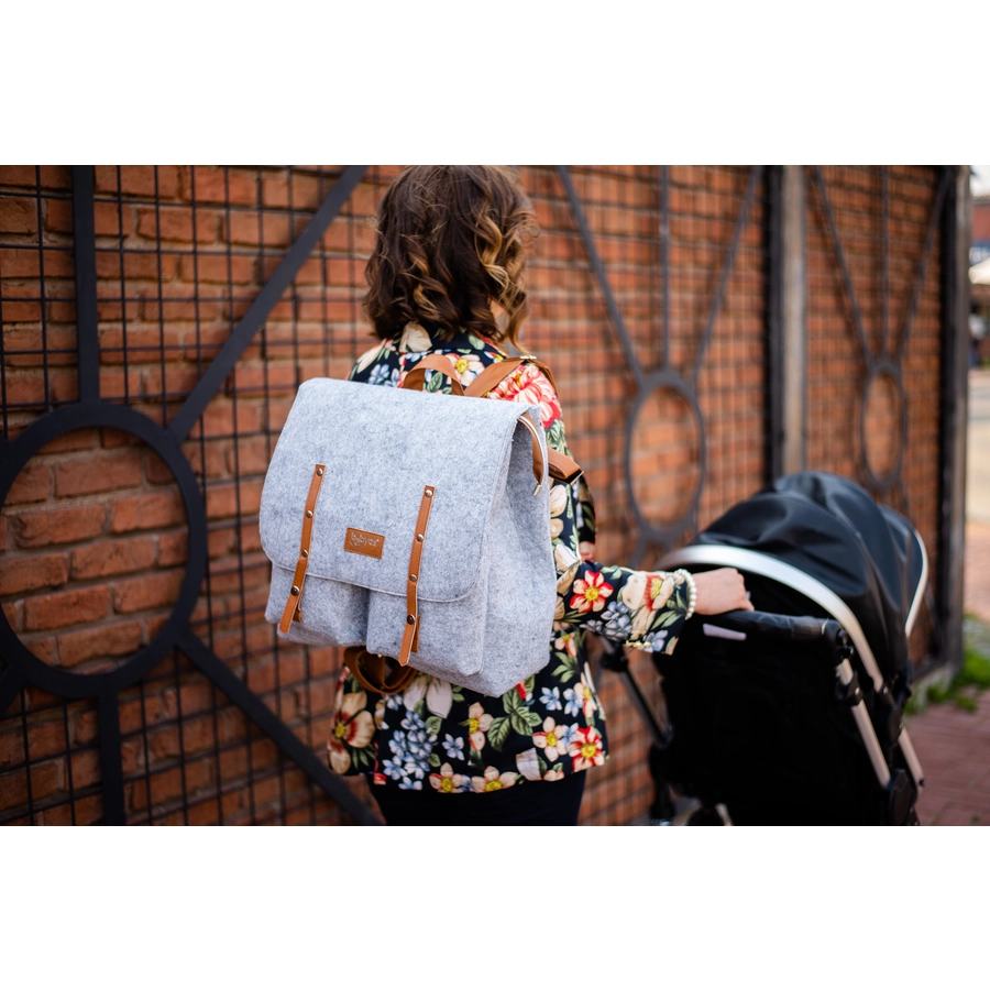 babyGO Wickelrucksack Carebag Pure Natural Grey