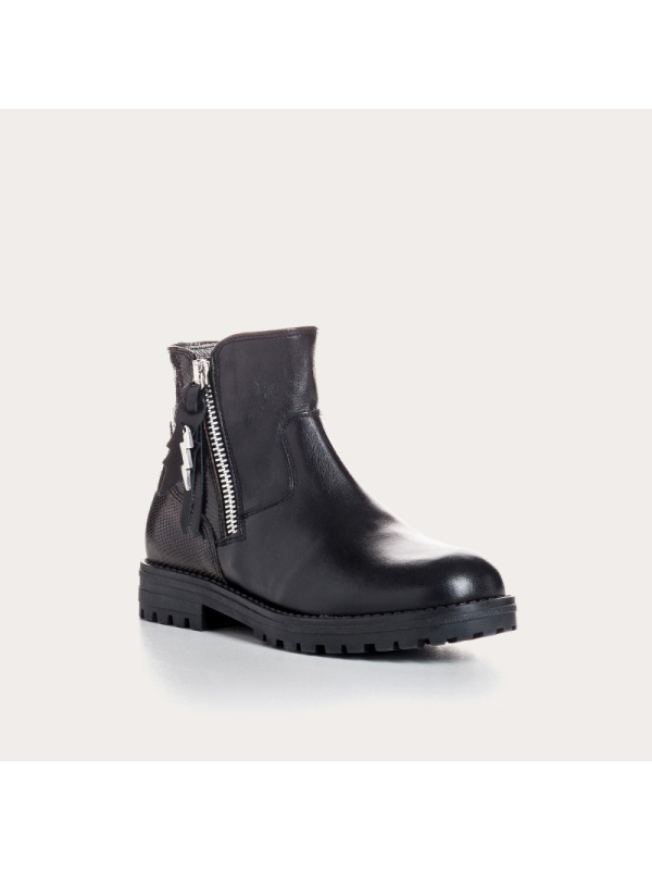 Bottines Fille Tornade Cuir Noir - Reqins