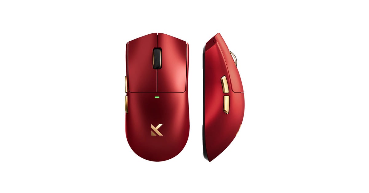 MCHOSEK7 Ultra Lightweight Wireless Gaming Mouse  (Rood/goud, RGB, USB / 2.4 GHz, 42.000 DPI)