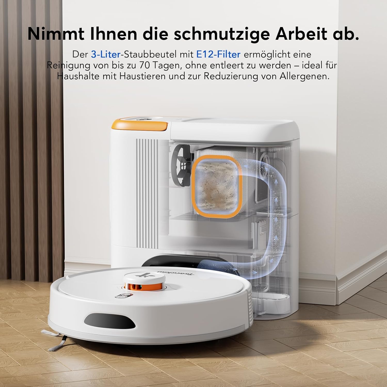 Teendow D20S Max+ Saugroboter mit Wischfunktion, 8000Pa Starke Saugleistung, Saugroboter mit Absaugstation und Tierpflege-Zubehör, LiDAR-Navigation, App und Sprachsteuerung, Ideal für Tierhaare