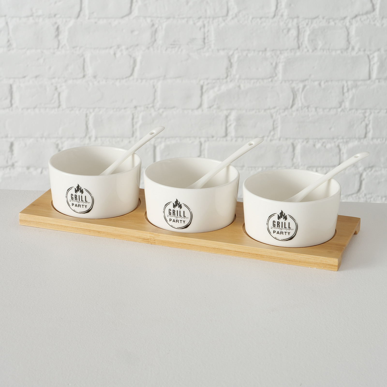 7-teiliges Schalen-Set - weiß - Bambus