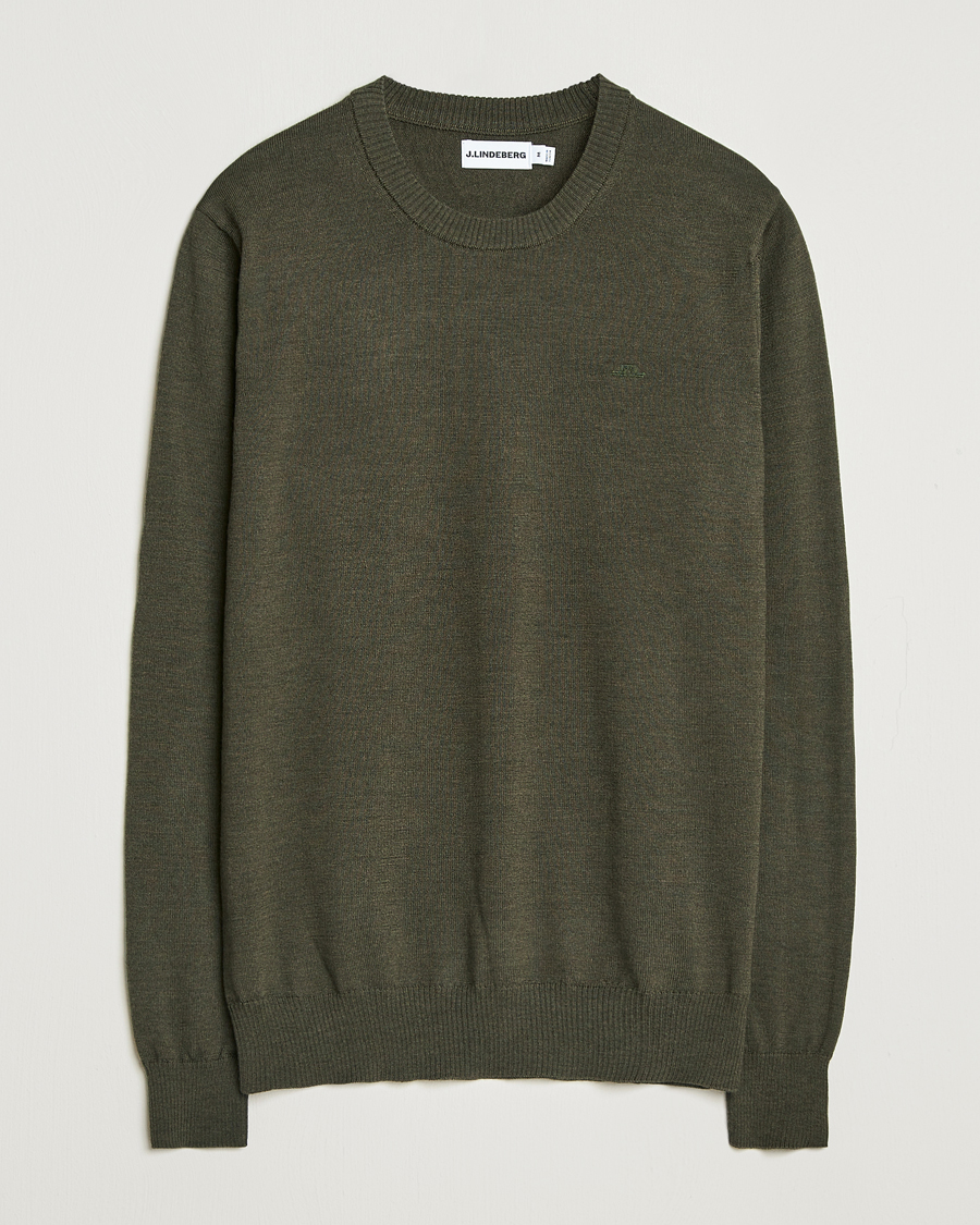 J.Lindeberg Keane Merino Crew Neck Forest Green Melange