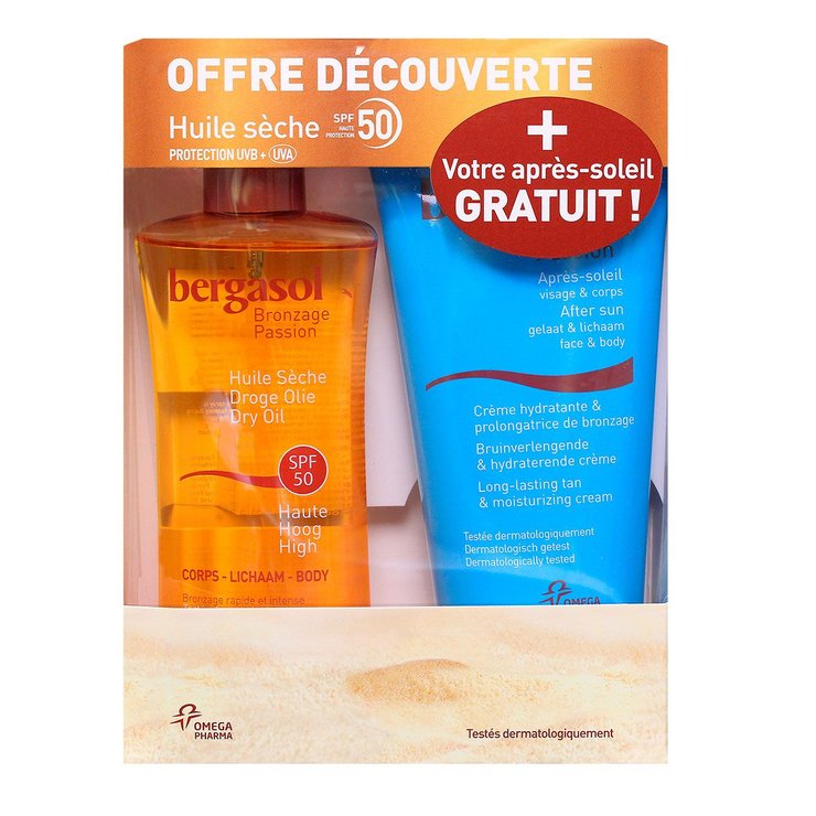 Huile sèche SPF50 125ml + après-soleil 150ml offert