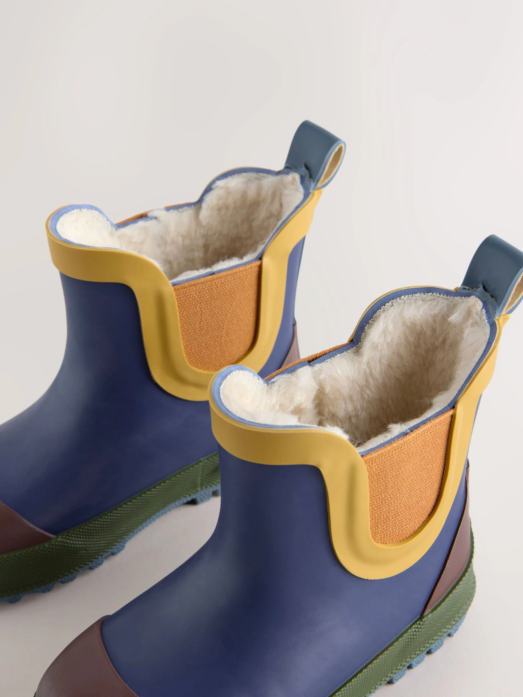 Donkerblauw colourblocking - Warme gevoerde enkellaarzen