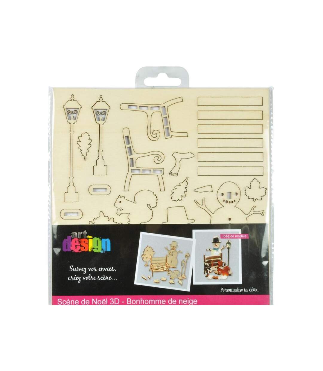Paris Prix - Kit Scènes De Noël 3d bonhomme De Neige 10cm Naturel