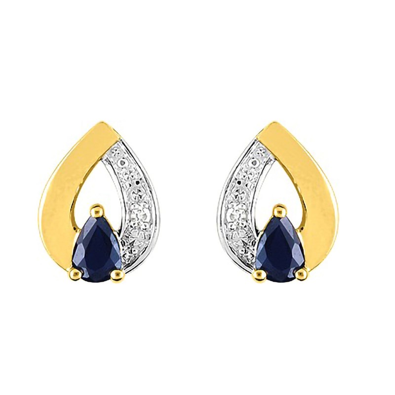 Boucles d'oreilles femme - Saphir et Diamant - Or 18 Carats