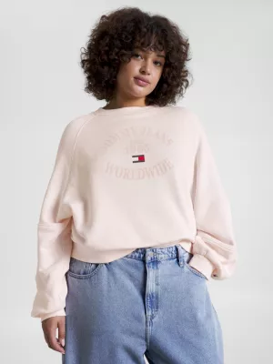 Moletom Curve com mangas raglan, modelagem relaxada e logo.