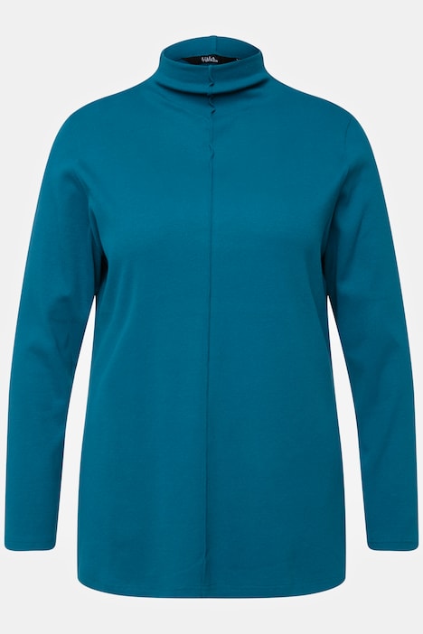 Shirt, Feinripp, Slim, Stehkragen, Ziernaht, Langarm