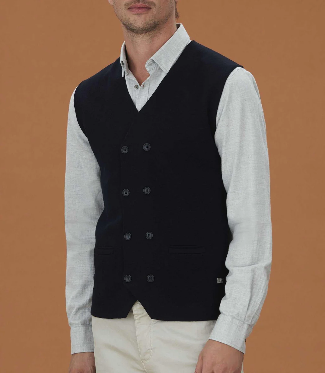Gilet sans manche boutonné marine 