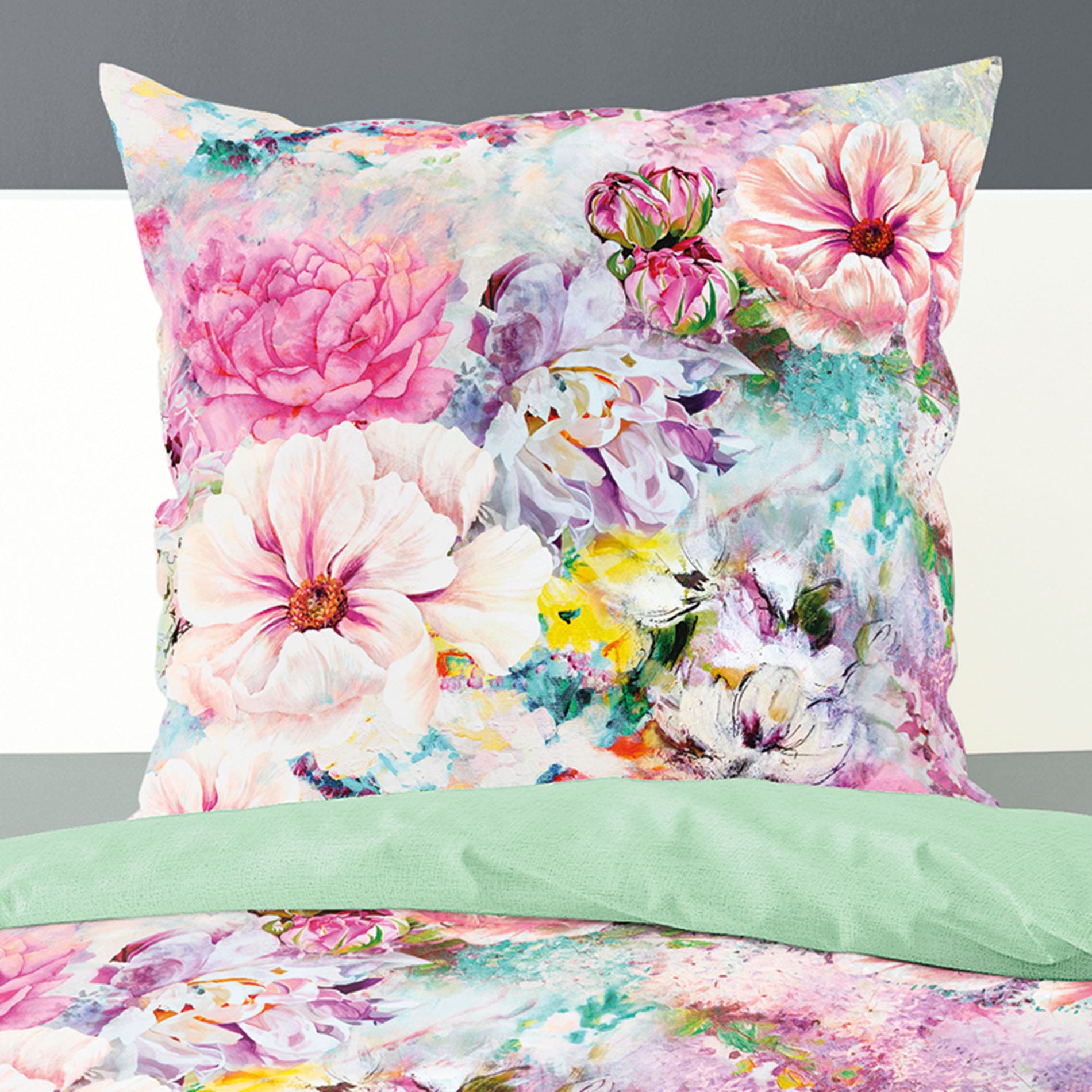 BIERBAUM Wendebettwäsche »Colorful Flowers« 2 Stk. tlg. mit floralem Digitalprint