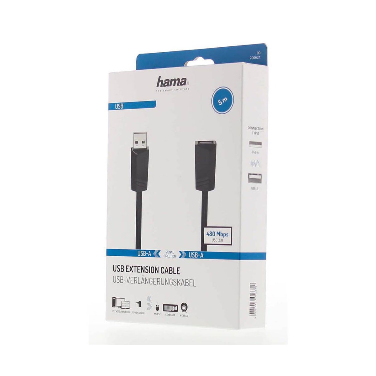 HAMA USB Forlengelseskabel 480 Mbit/s 5,0m Svart