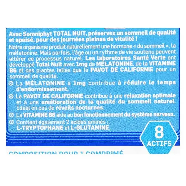 Santé Verte Somniphyt Total Nuit Mélatonine 1mg 30 comprimés