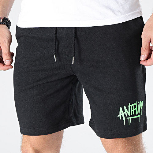 Short Jogging Script Noir Vert Fluo