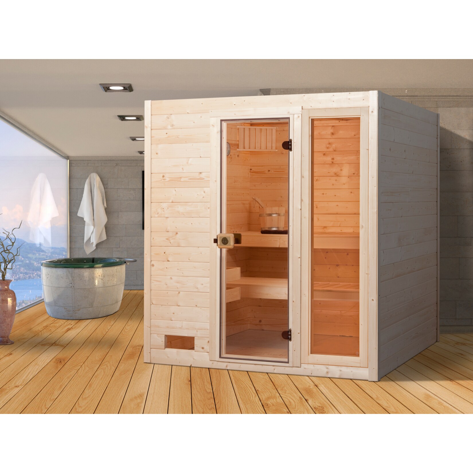 Weka Sauna Valida 2 mit Zusatzfenster, 189 x 203 x 189 cm