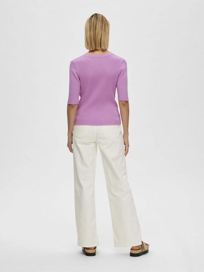 Selected Femme SLFMALA 2/4 KNIT O-NECK NOOS Cyclamen