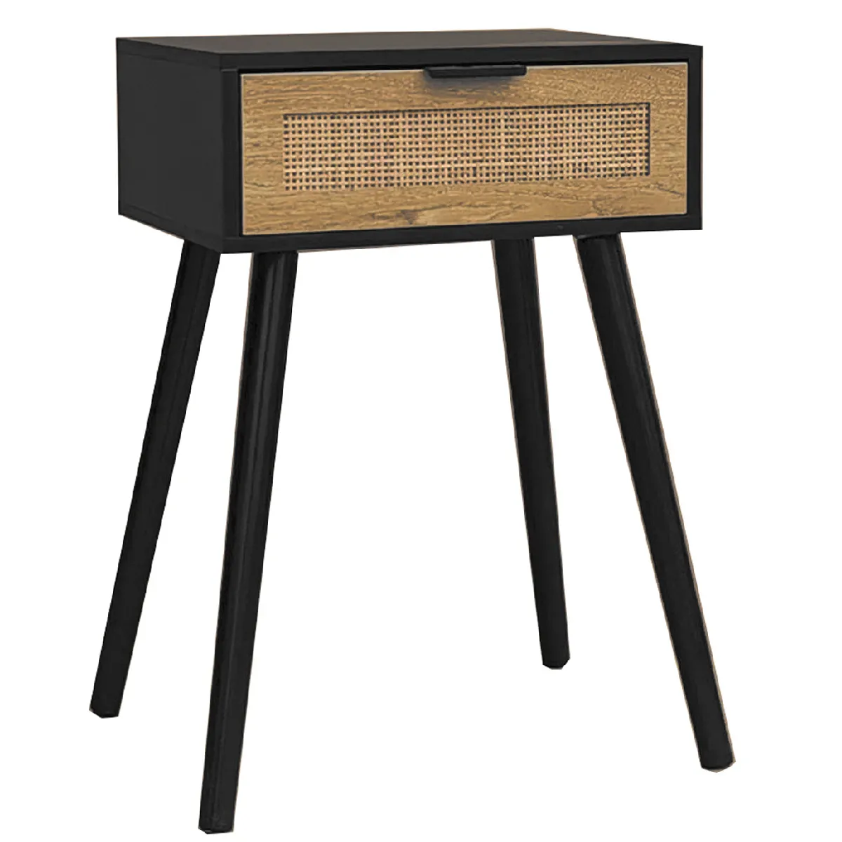 Pegane Table de Chevet Naturel et Noir