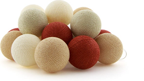 Cotton Ball Lights lichtsnoer Fall extension kit crème/koper 2,4 m met 20 lampen