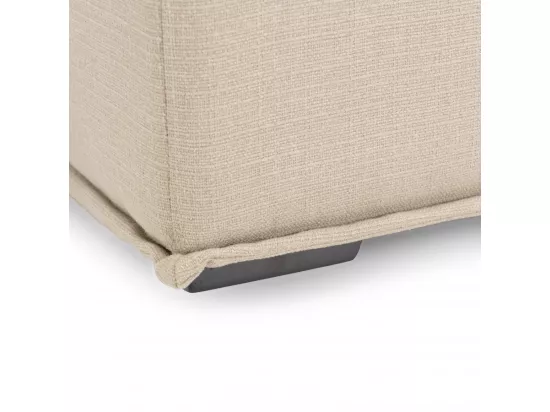ALBANE - Chauffeuse capitonnée beige 100x100cm avec dossier et coussin