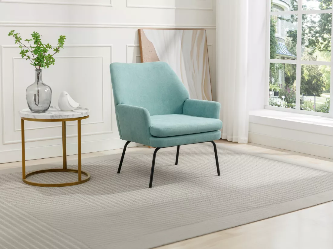 Fauteuil en tissu vert d'eau PALMARELO