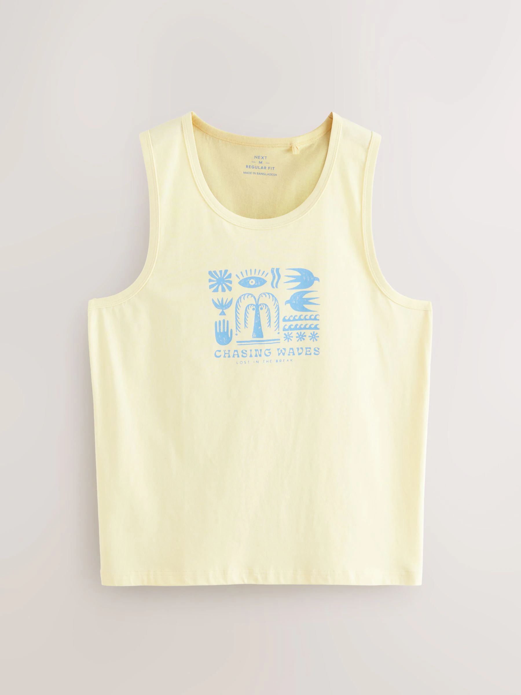 Blauw/roze/geel - Verpakking van 3 hemdjes met grafische print van 100% katoen
