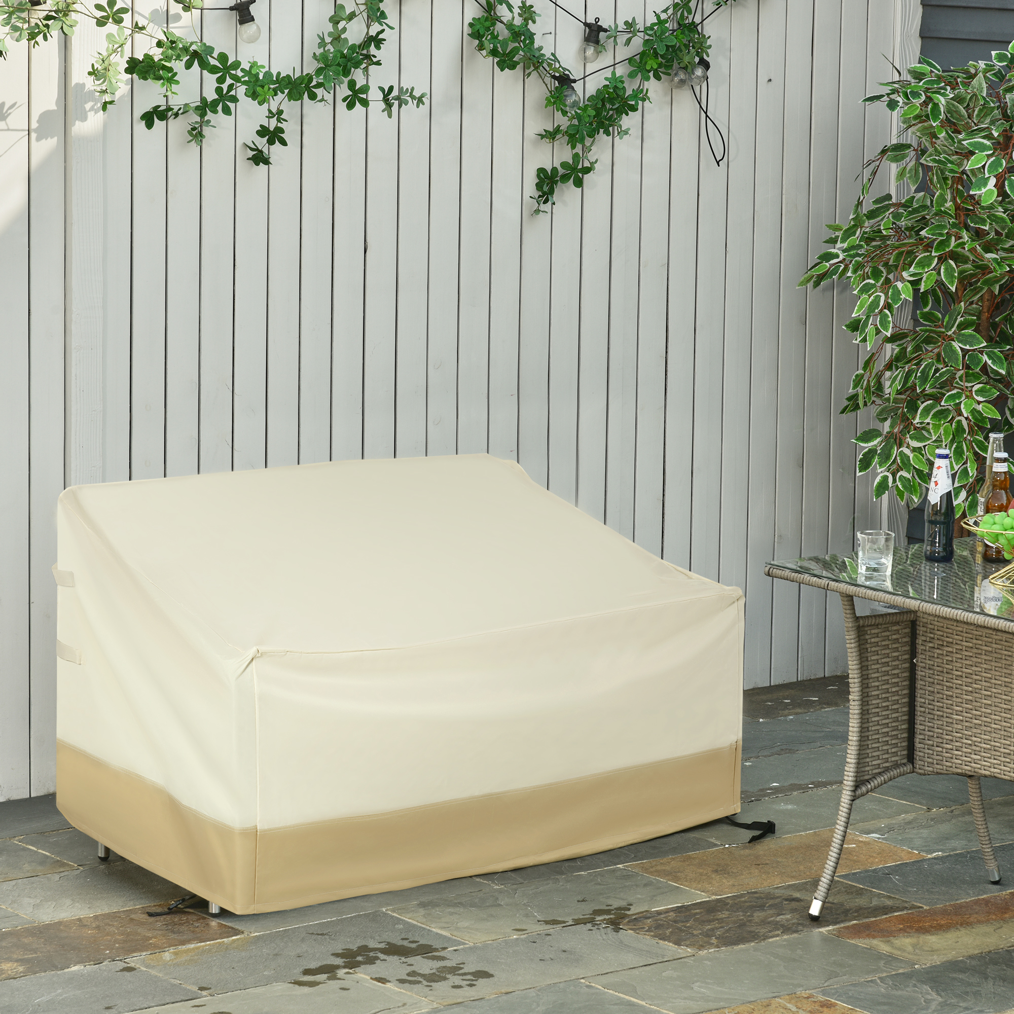 Capa protetora Outsunny para banco de 2 a 3 lugares, capa impermeável para móveis de jardim, proteção contra chuva e sol, 152x87x59/79cm, tecido Oxford 600D