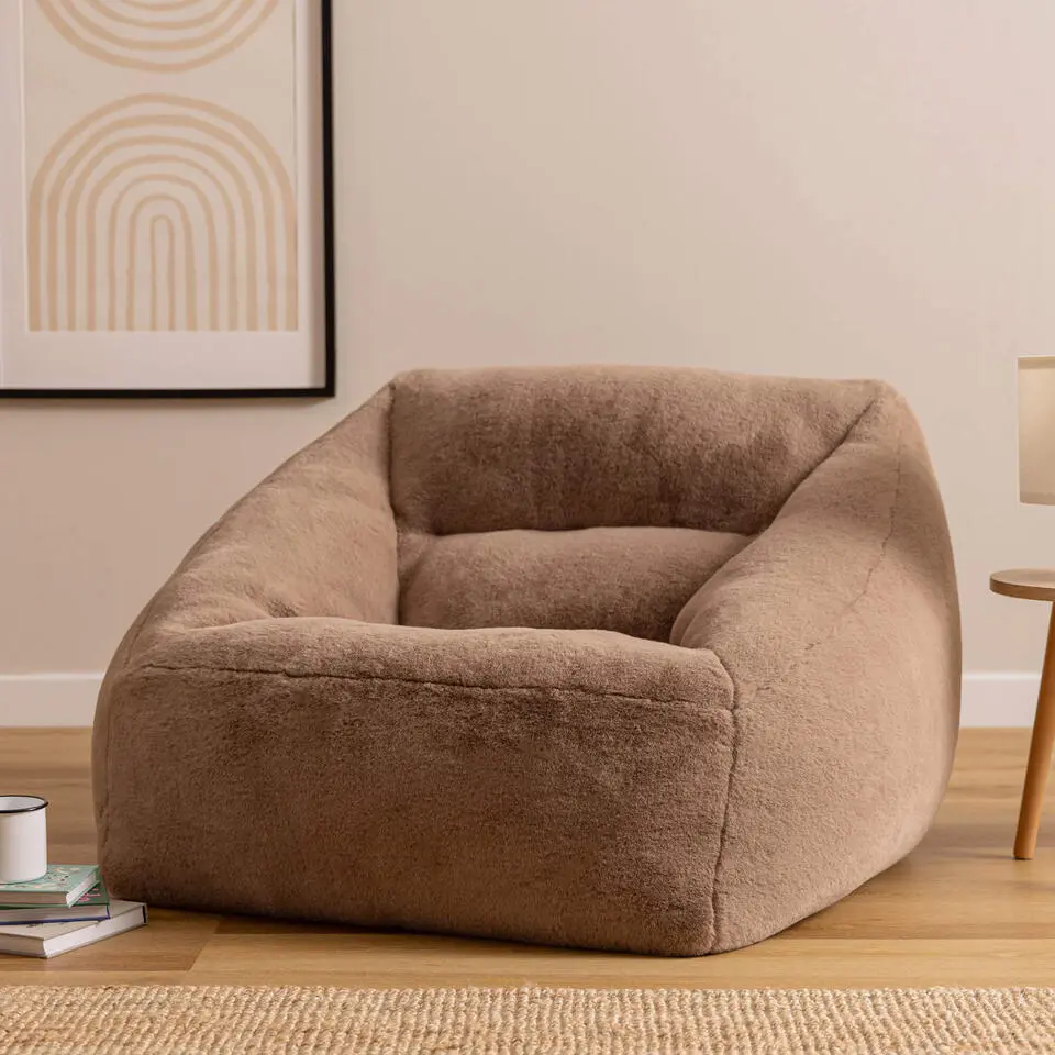 icon - Natalia XL Zitzak Fauteuil - Fluffy Pluche Imitatiebont - Mocha