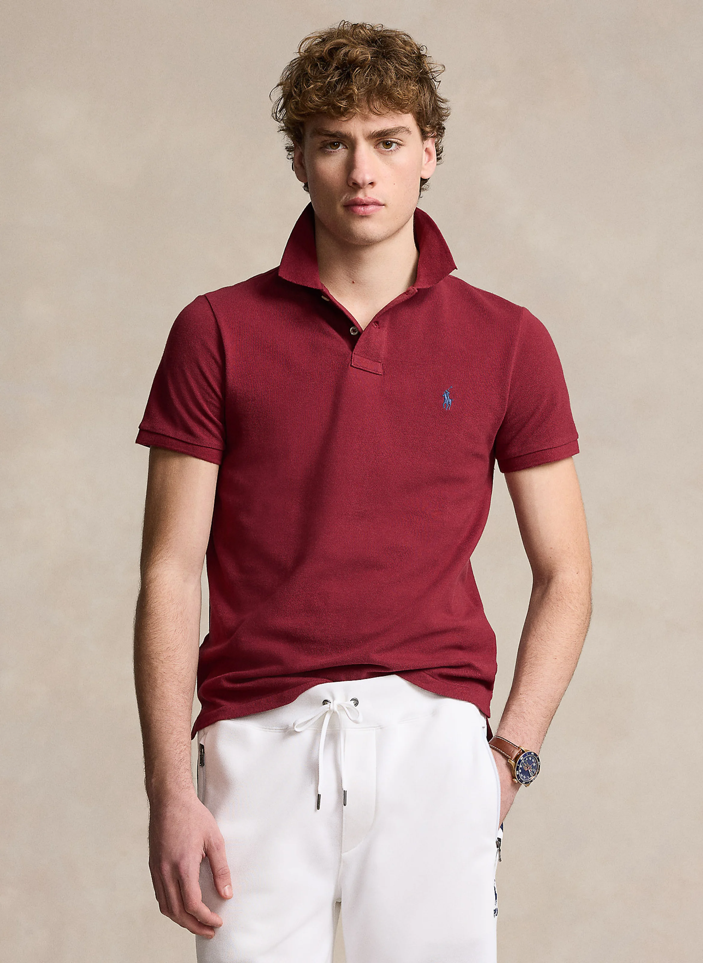 Polo slim-fit en coton | Rouge