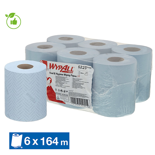 Essuie-mains à dévidage central WypAll L10 6223 bleu, lot de 6 bobines