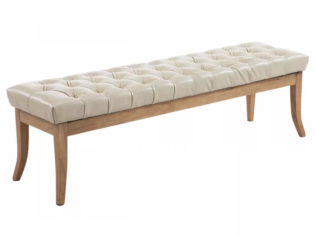 Banquette - Similicuir & Bois - Crème - Ramses