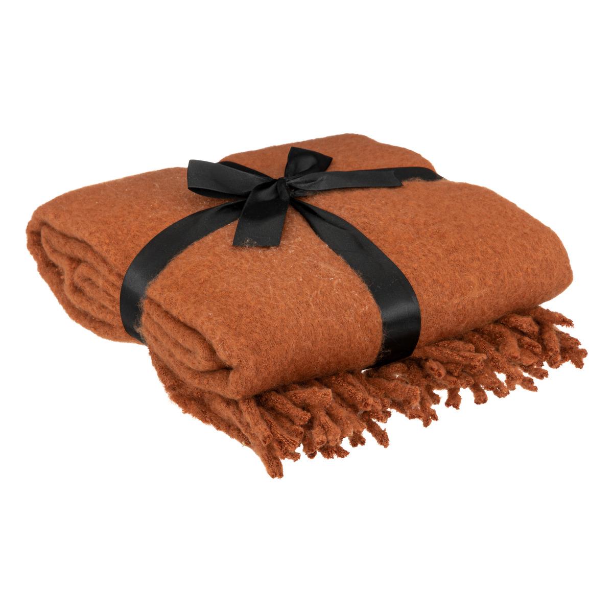 PLAID EFFET MOHAIR KODI TERRACOTTA 130X180CM