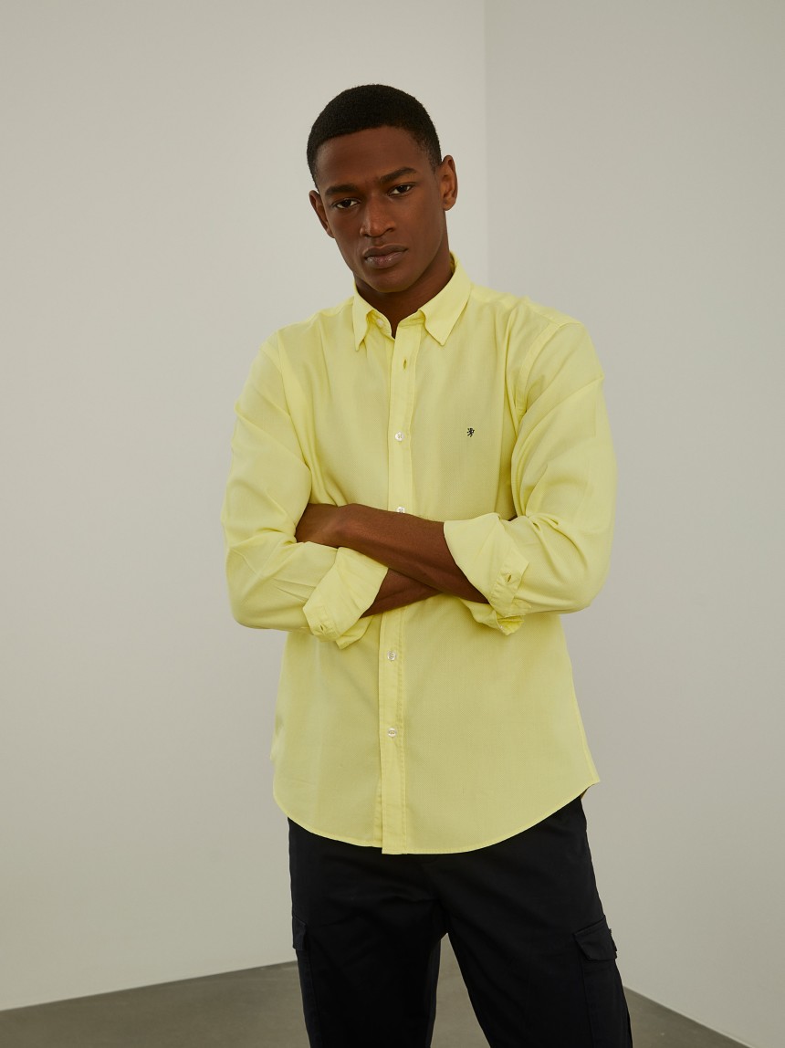 Camisa slim fit algodão garment dye