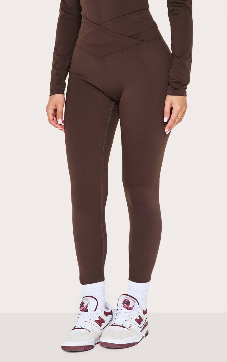 Espresso Legging De Sport Petite Taille Sculptant Avec Taille Enveloppante