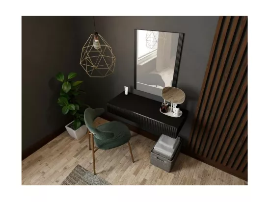 Coiffeuse suspendue noire avec miroir Gustave
